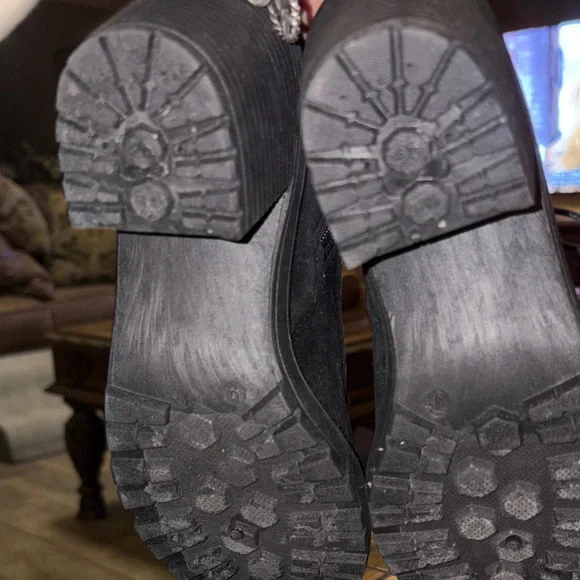 #278 NWOT ForeverSuede Black Lace-Up W combat Boots Sz 9 - Picture 8 of 8